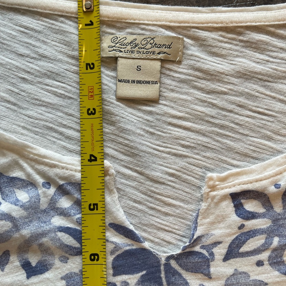 Lucky Brand Cream and Distressed Blue Patterned - Picture 5 of 5
